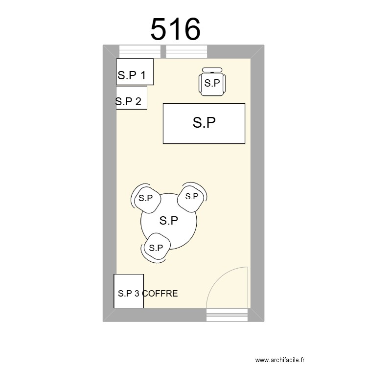 Bureau R 516 - S.PROSPER. Plan de 1 pièce et 13 m2