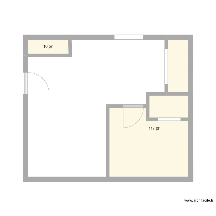 salon au debut. Plan de 2 pièces et 12 m2