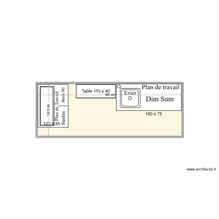 plan closerie. Plan de 1 pièce et 6 m2