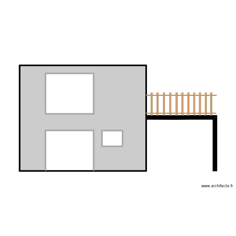 Les Portes - facade sud - projet. Plan de 4 pièces et 39 m2