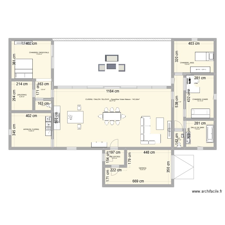 Maison. Plan de 13 pièces et 171 m2