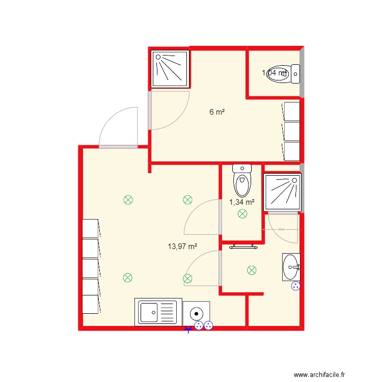 querard. Plan de 4 pièces et 22 m2