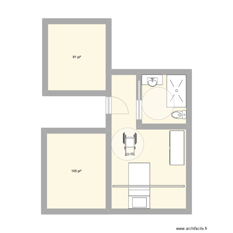 0637. Plan de 4 pièces et 39 m2