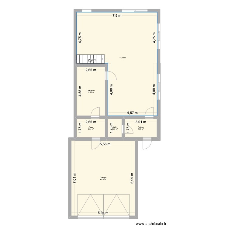 Maison Massoz. Plan de 6 pièces et 124 m2