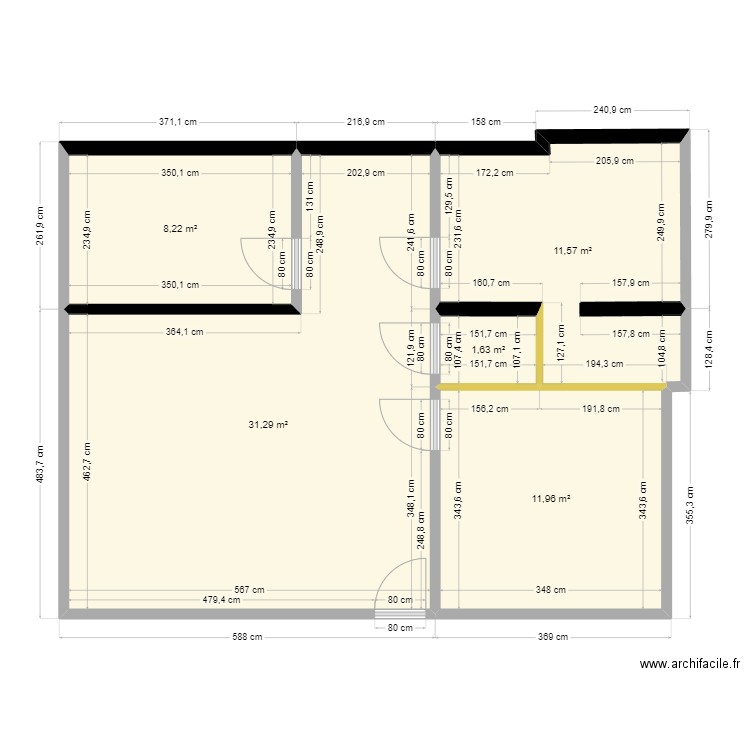 Maison. Plan de 5 pièces et 65 m2