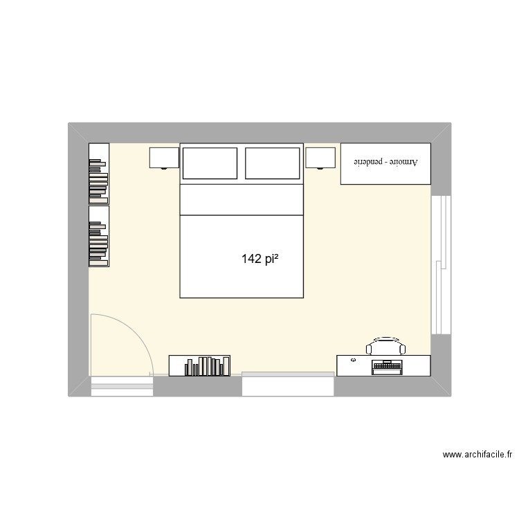 chambre maitre. Plan de 1 pièce et 13 m2