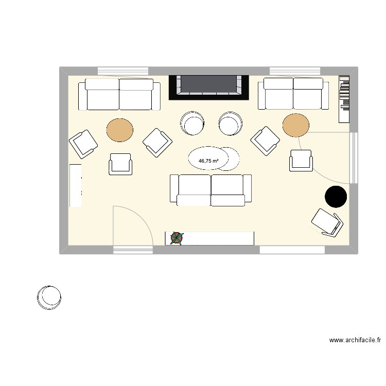 Alhoa salon Moa . Plan de 1 pièce et 47 m2