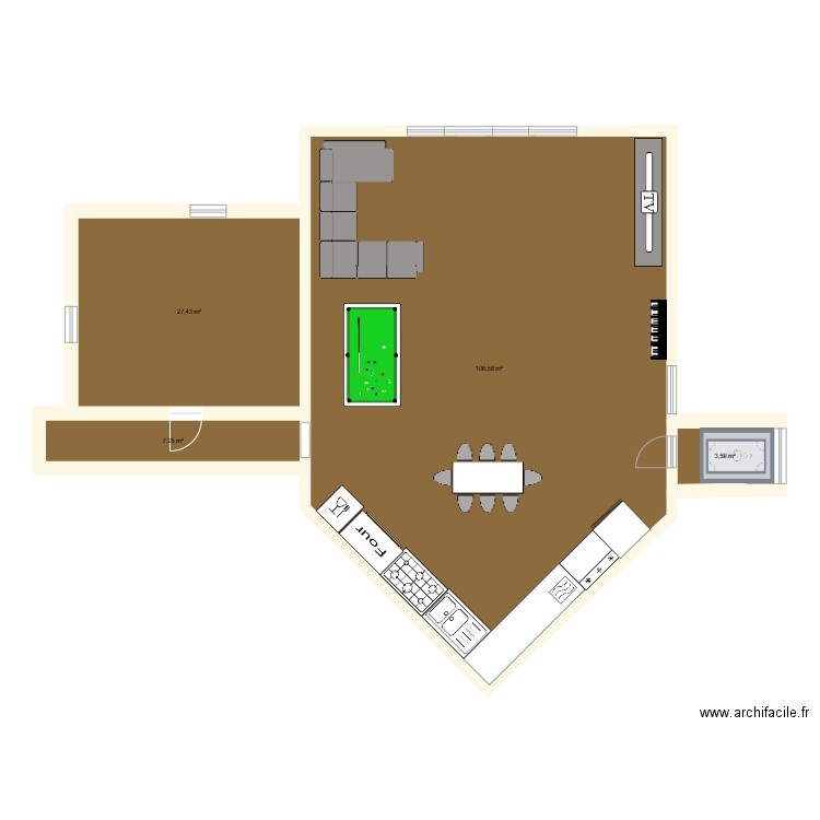 maison. Plan de 4 pièces et 145 m2