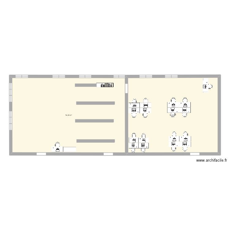 plan d'entreprise. Plan de 2 pièces et 134 m2