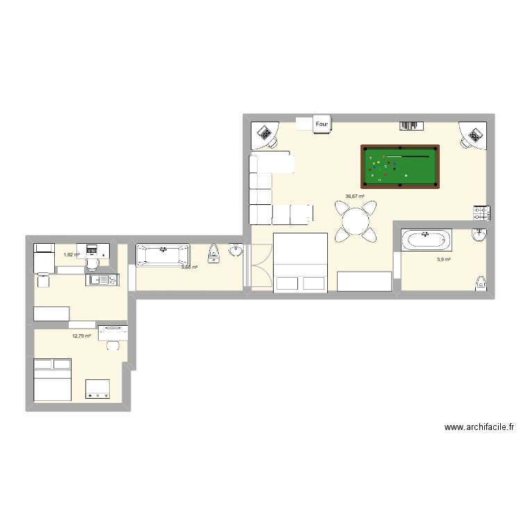 villa de la famille de tout les jour.. Plan de 5 pièces et 63 m2