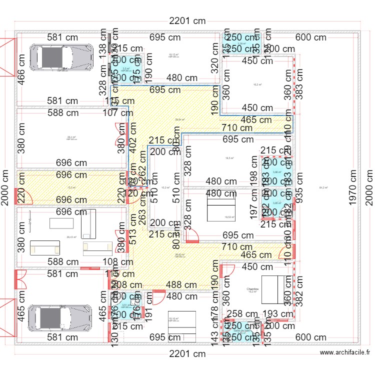 tabby constru. Plan de 21 pièces et 403 m2