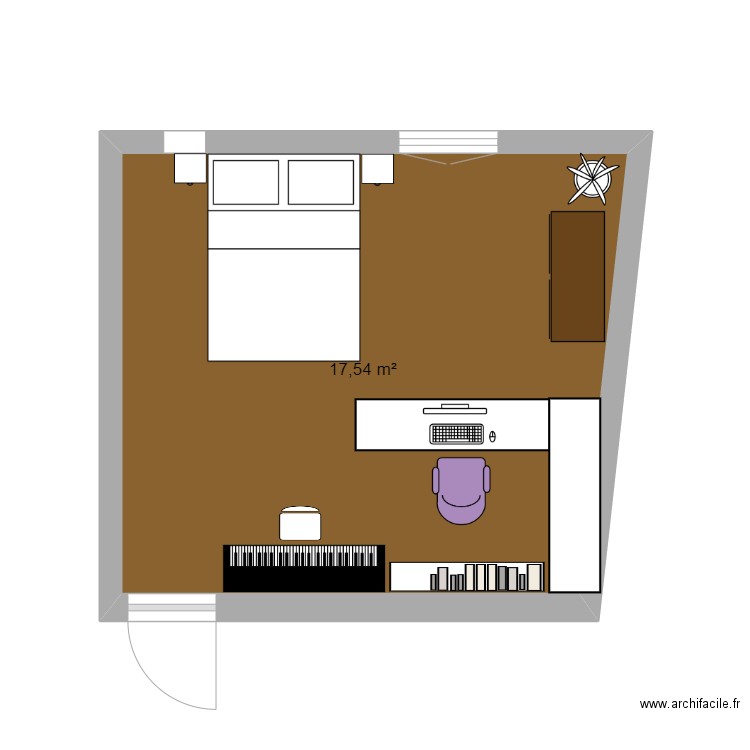 Bureau Axou. Plan de 1 pièce et 18 m2