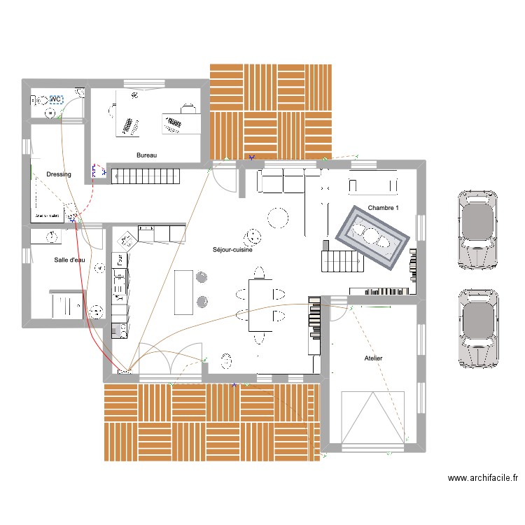 ossature schéma architectural prise. Plan de 6 pièces et 270 m2