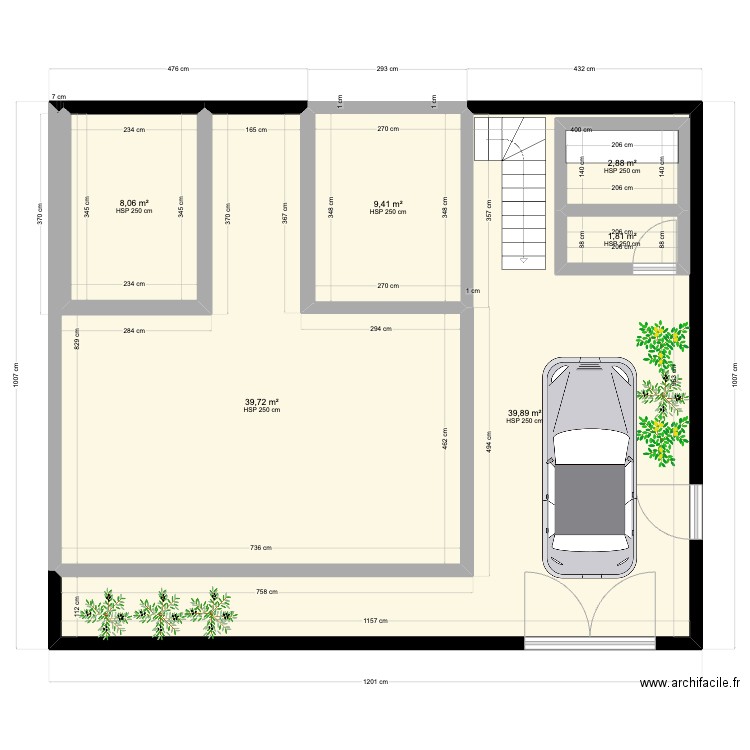 Maison. Plan de 6 pièces et 109 m2