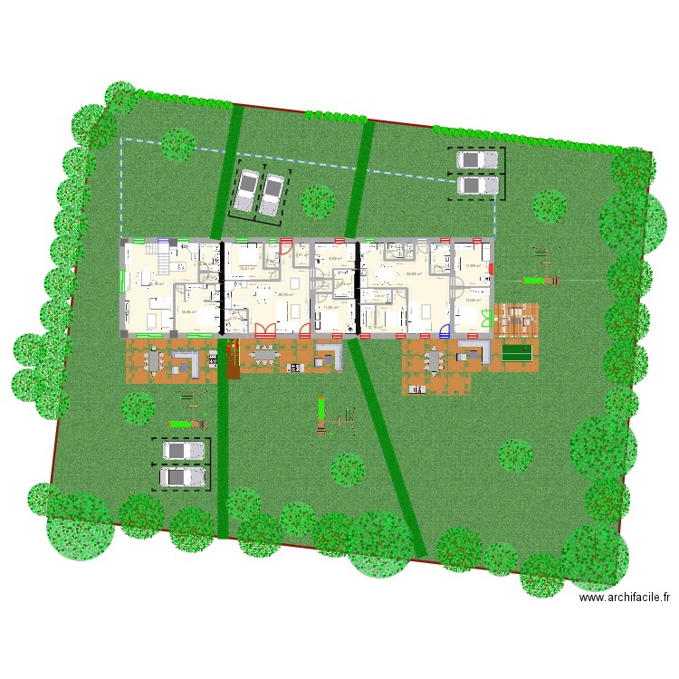 plan_Couloume après travaux V3. Plan de 24 pièces et 268 m2