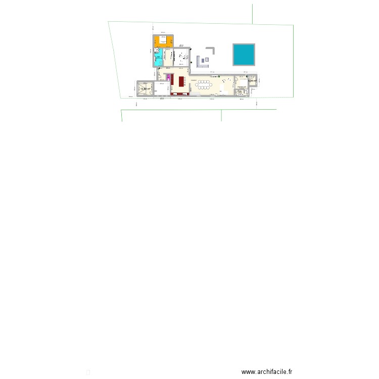 Maison V6. Plan de 8 pièces et 171 m2