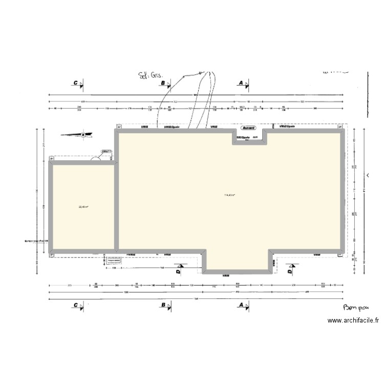 mouha. Plan de 2 pièces et 137 m2