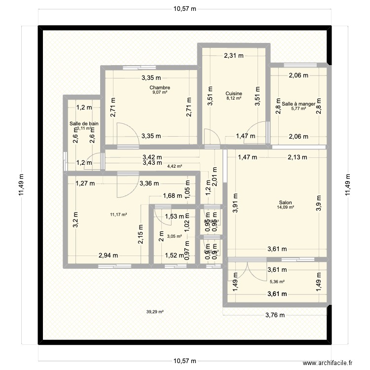 plan 2. Plan de 12 pièces et 105 m2