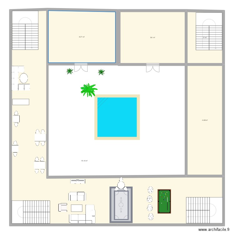 riad. Plan de 5 pièces et 327 m2