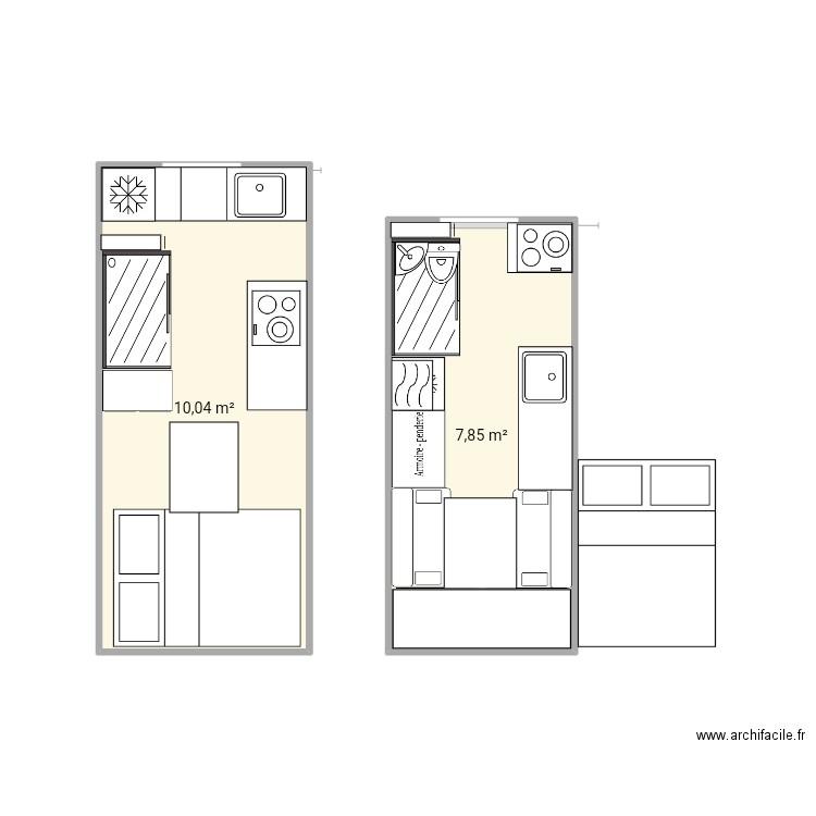 Vanlife. Plan de 2 pièces et 18 m2