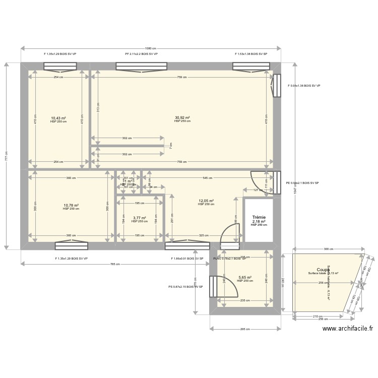 ML24017076. Plan de 18 pièces et 219 m2