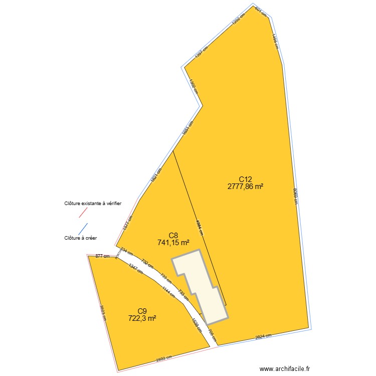 Cadastre géometre. Plan de 1 pièce et 161 m2