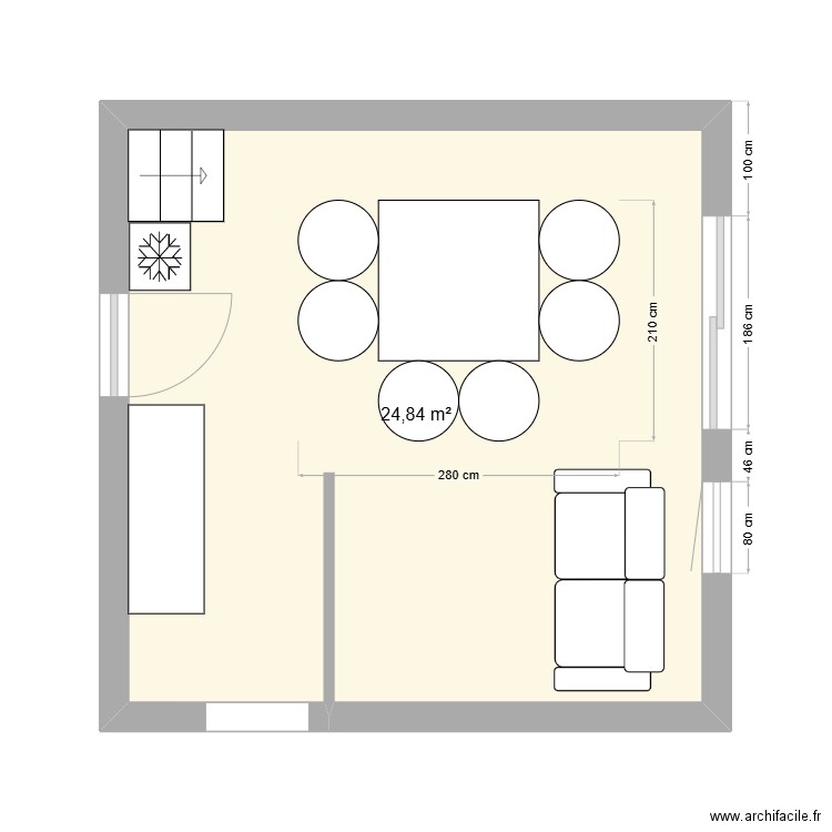 ANTA 2. Plan de 1 pièce et 25 m2