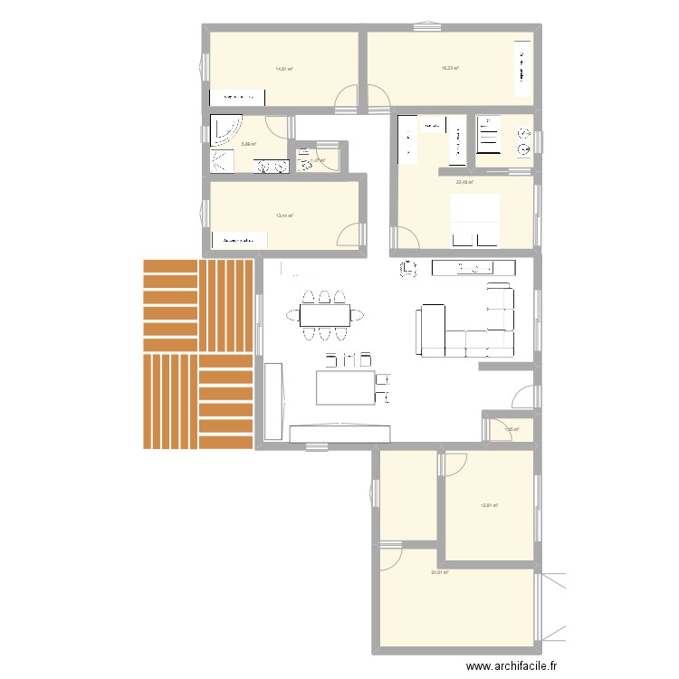 PROJET MAISON. Plan de 9 pièces et 112 m2