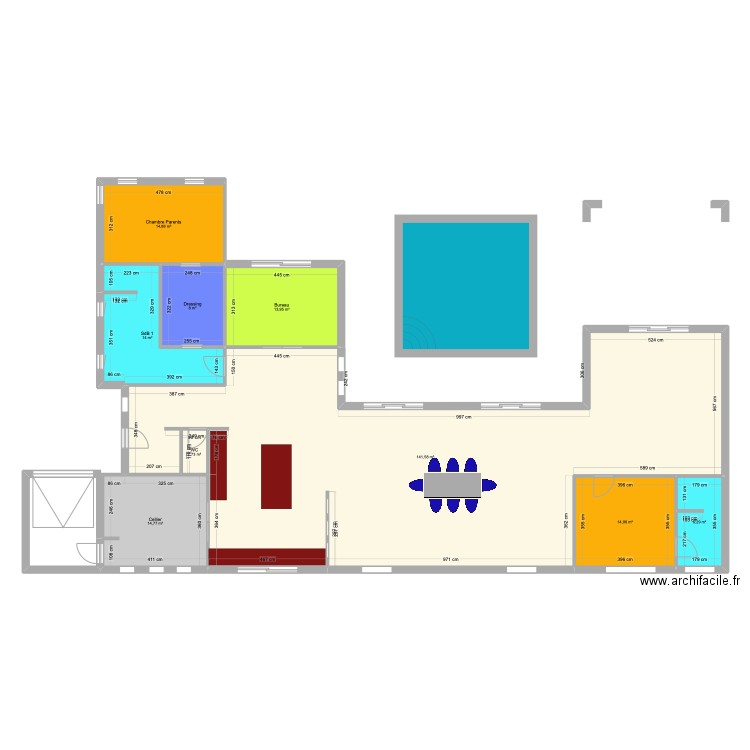 Maison V4. Plan de 9 pièces et 229 m2