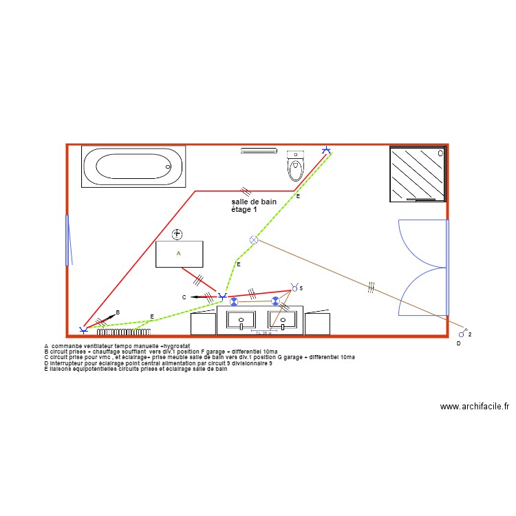 salle de bain. Plan de 1 pièce et 36 m2