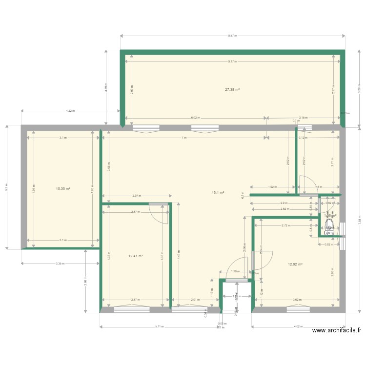 fredy 1. Plan de 6 pièces et 115 m2