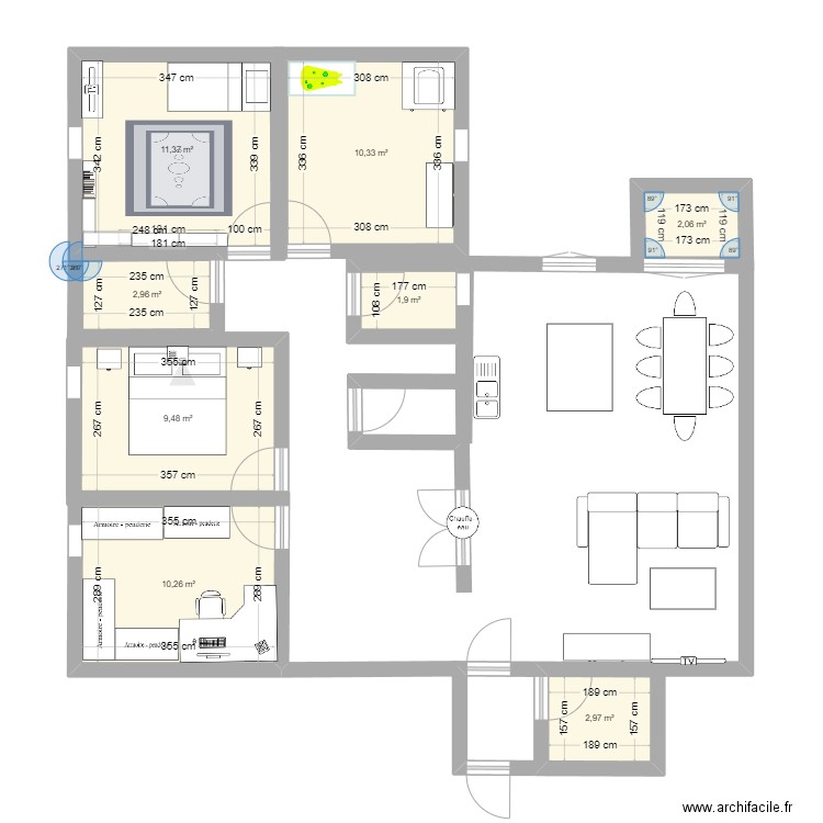 apt. Plan de 8 pièces et 51 m2