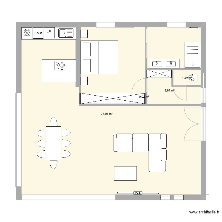 Projet 2. Plan de 4 pièces et 84 m2