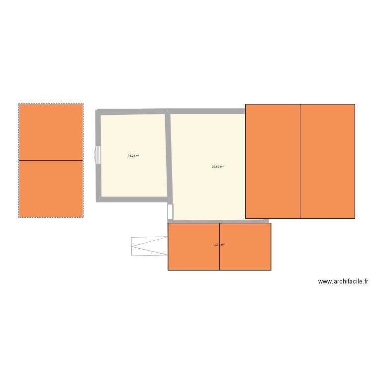 paladan. Plan de 3 pièces et 57 m2