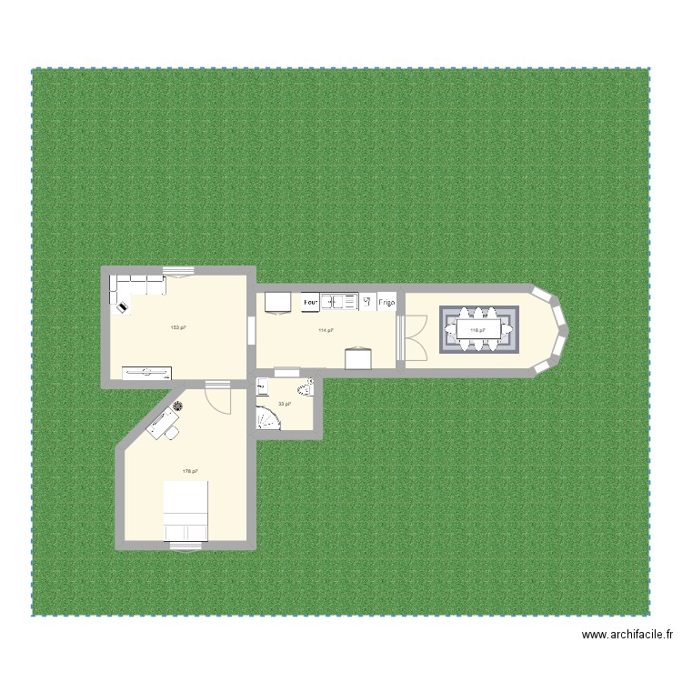 projet de math. Plan de 5 pièces et 55 m2