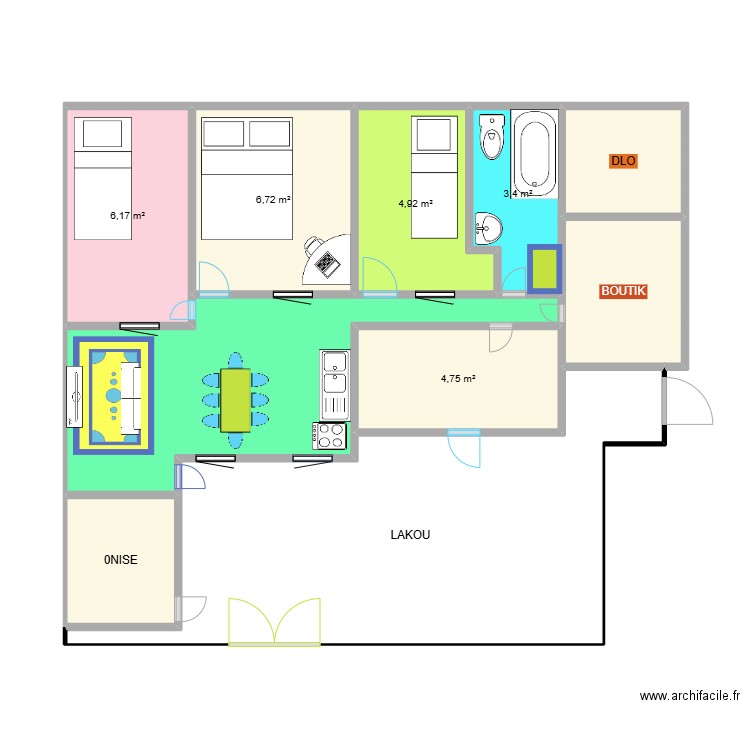 projet;plan kay fanmi jean baptiste. Plan de 10 pièces et 70 m2