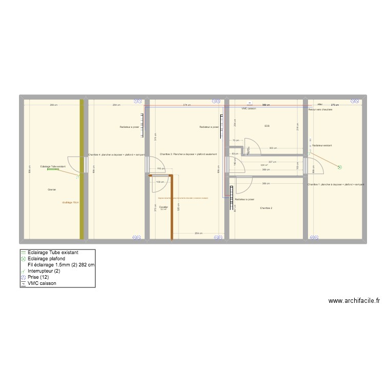 Projet DESHOUX. Plan de 8 pièces et 110 m2