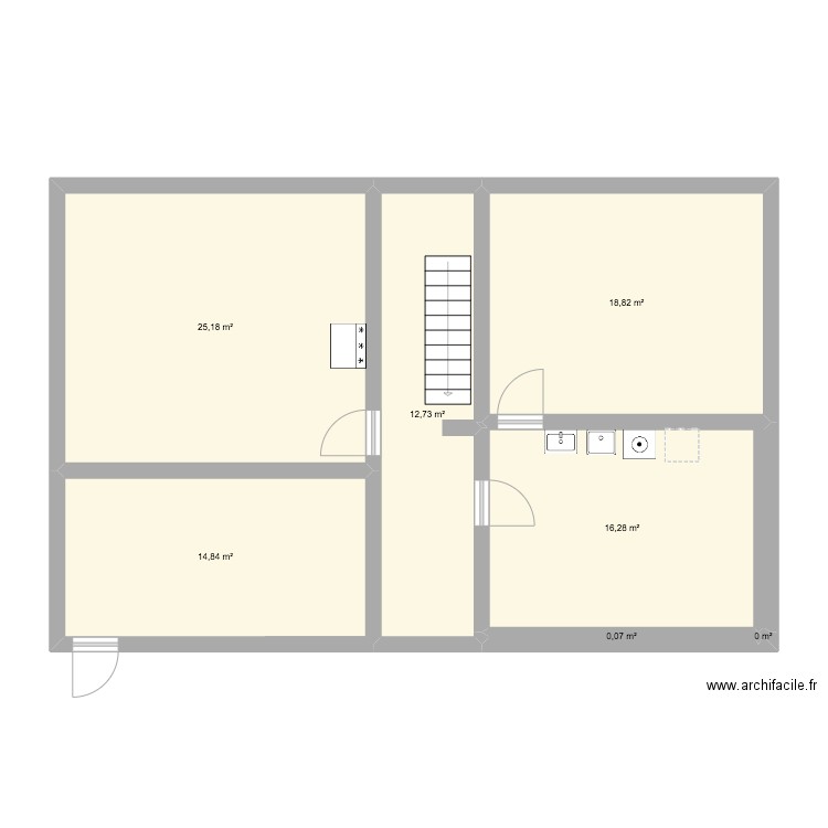 Caves Banteux. Plan de 7 pièces et 88 m2