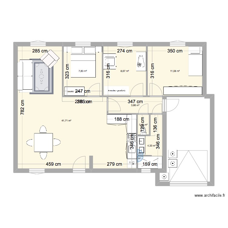 Maison Saint Sebastien . Plan de 7 pièces et 78 m2