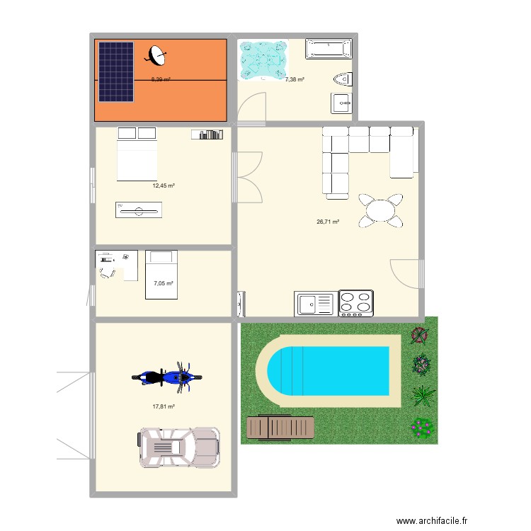 Nikou House. Plan de 6 pièces et 80 m2