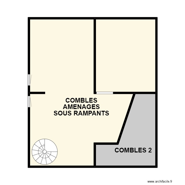 GUEDON COMBLES. Plan de 3 pièces et 54 m2