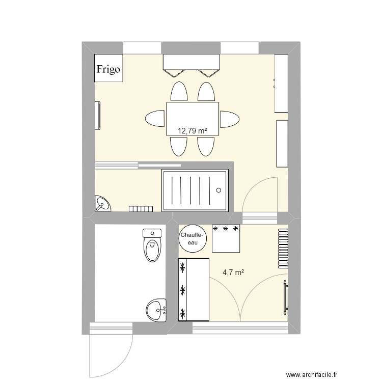 Local Technique SMBVAS. Plan de 2 pièces et 17 m2