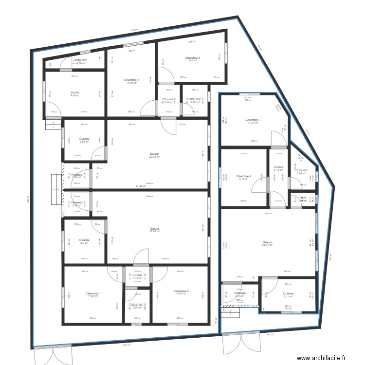 NKOMBO YOLANDE. Plan de 25 pièces et 416 m2