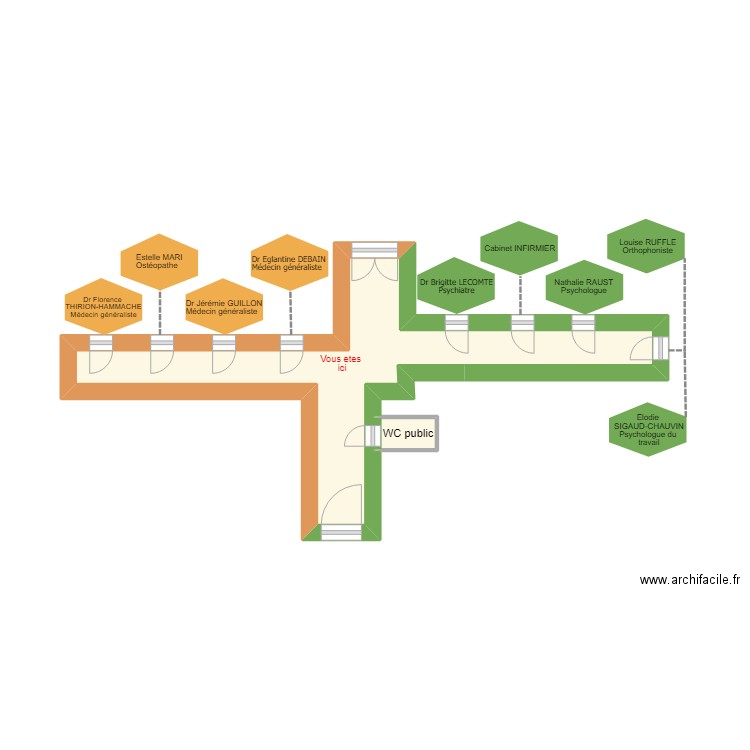 Cabinet. Plan de 2 pièces et 9 m2