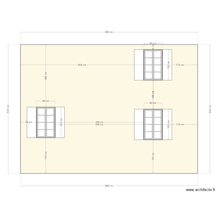 DP4 facade 2. Plan de 1 pièce et 55 m2