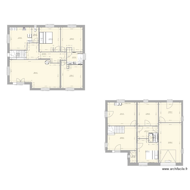 scrulfield. Plan de 18 pièces et 196 m2