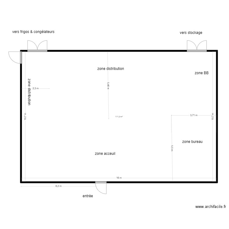 Cavaillon  distribution & acceuil. Plan de 1 pièce et 171 m2