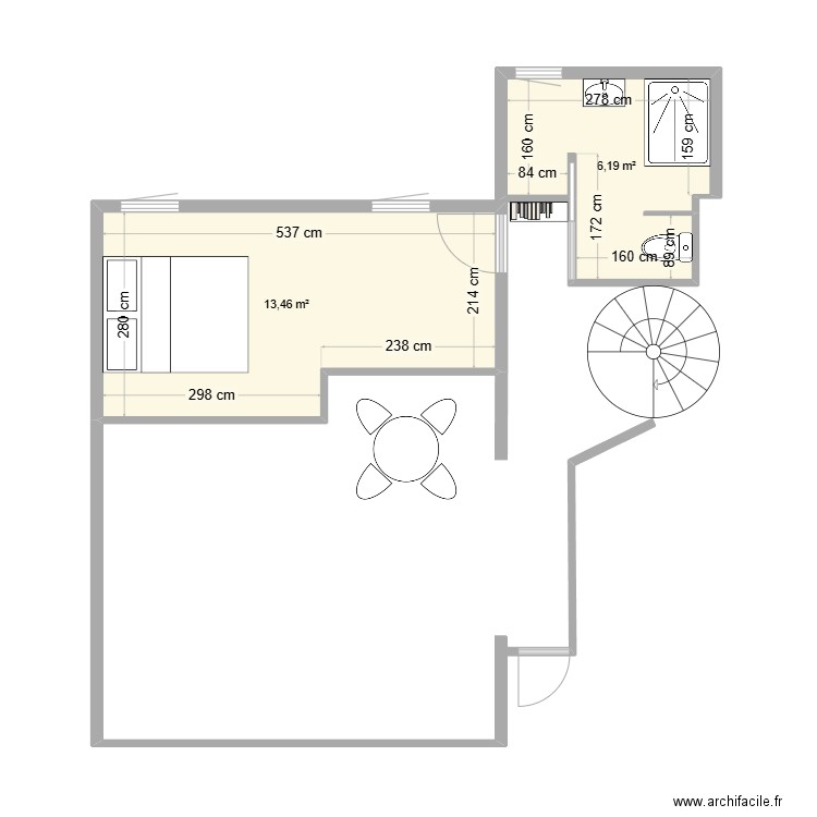 Bois joli projet. Plan de 2 pièces et 20 m2