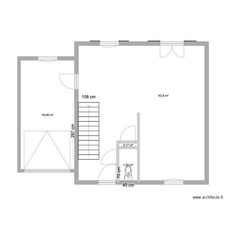 Robert. Plan de 4 pièces et 62 m2