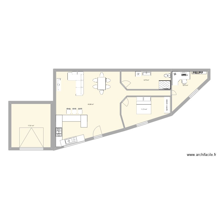 APPART DOMBASLE . Plan de 5 pièces et 94 m2